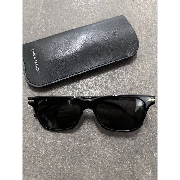 Linda Farrow Mae Sunglasses in Black & Light Gold main image 7